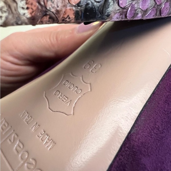 MADE IN ITALY SEBASTIAN Purple Snakeskin Women's Heels real python leather - Picture 7 of 14